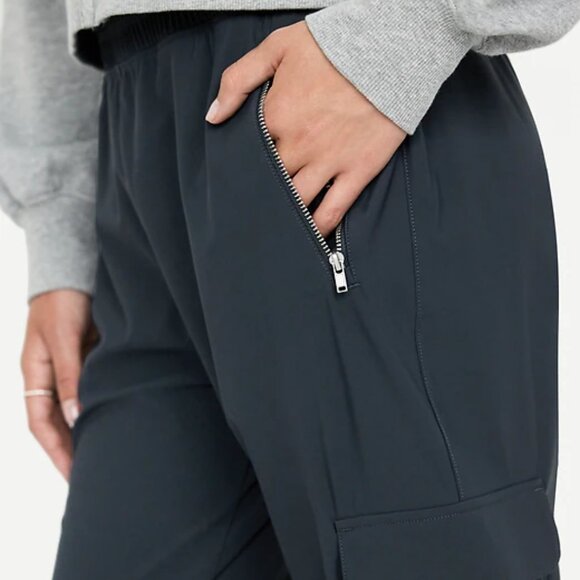 High-Waisted SleekTech Cargo Joggers Navy - Size M - Picture 3 of 4